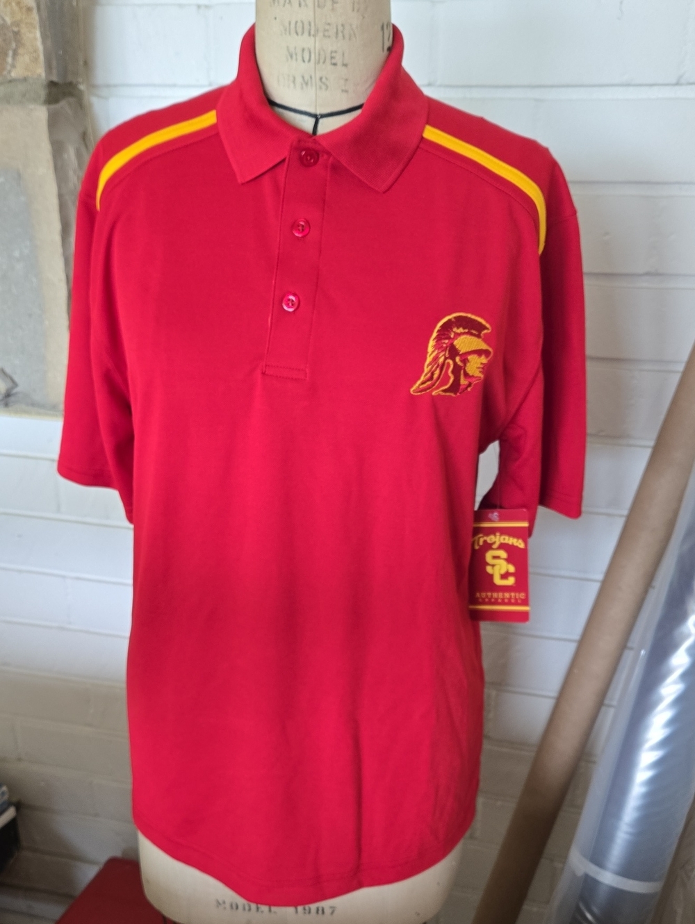 Red Polo MEDIUM Shirt with Yellow Trim